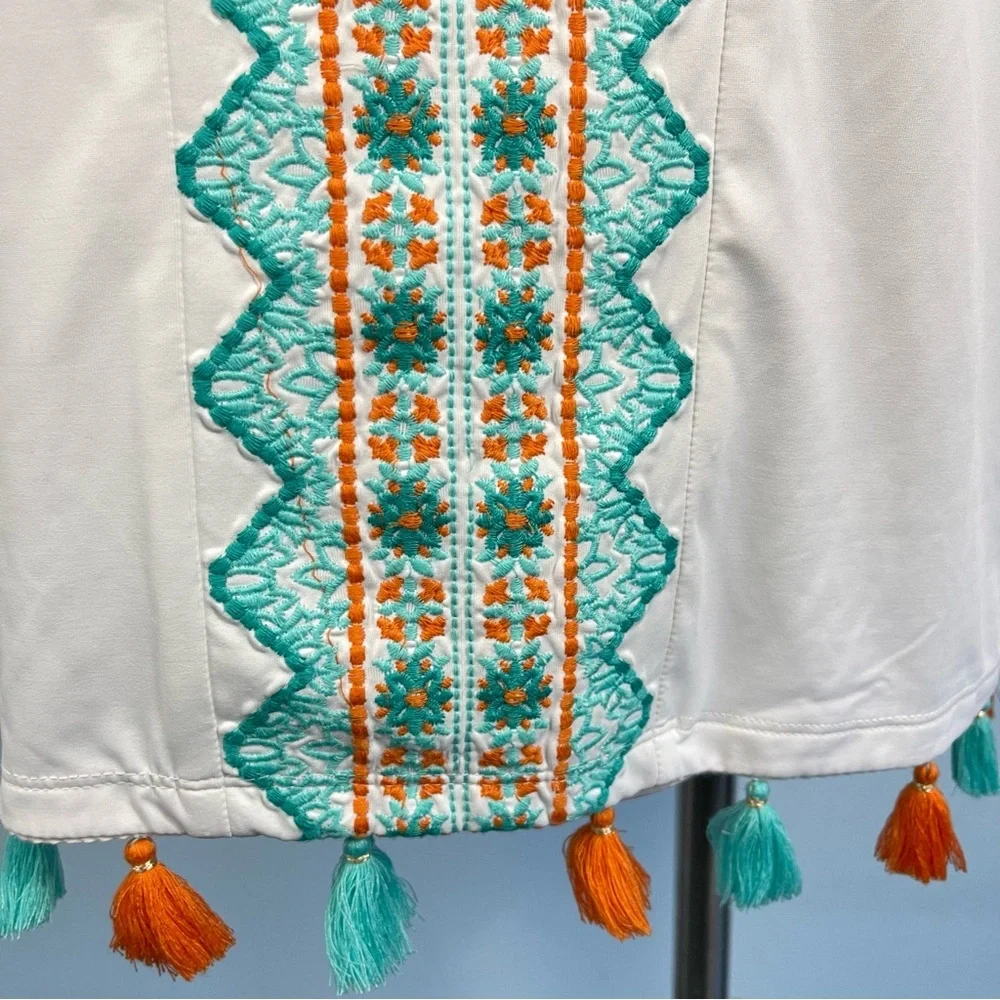 Cabana Life Cayman Kaftan Tunic Swim Cover‎ Up Size S /M White Embroidered